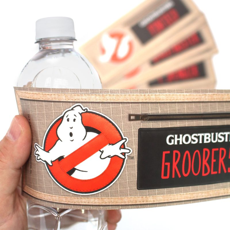 Ghostbusters Water Bottle Labels Held Main