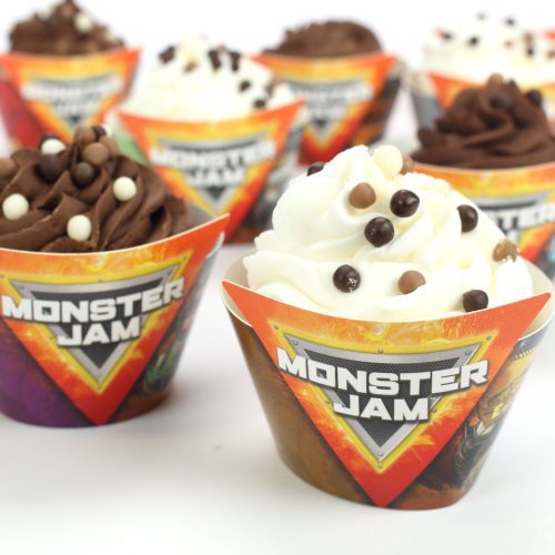 MonsterJam Cupcake Wrappers Closeup