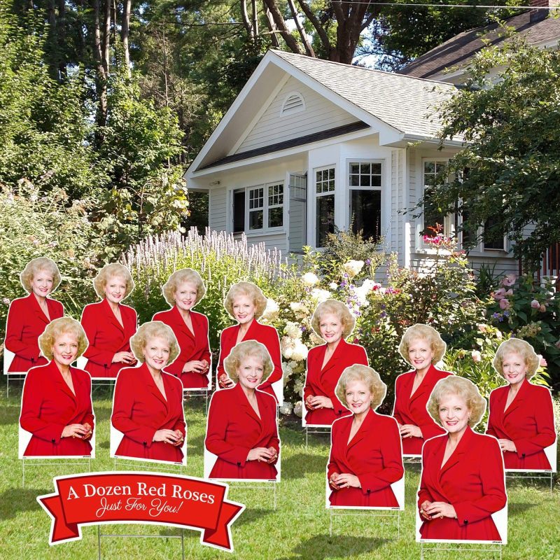 a dozen red roses golden girls yard sign displaymega yard kitsprime party 425474