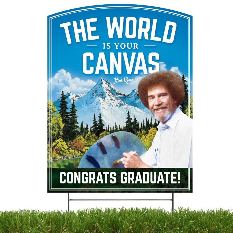 bob ross the world is your canvas vertical yard signyard signsprime party 487115