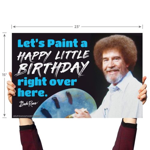 bob ross yard sign with lawn stakes lets paint a happy little birthday right over hereyard signsprime party 426473