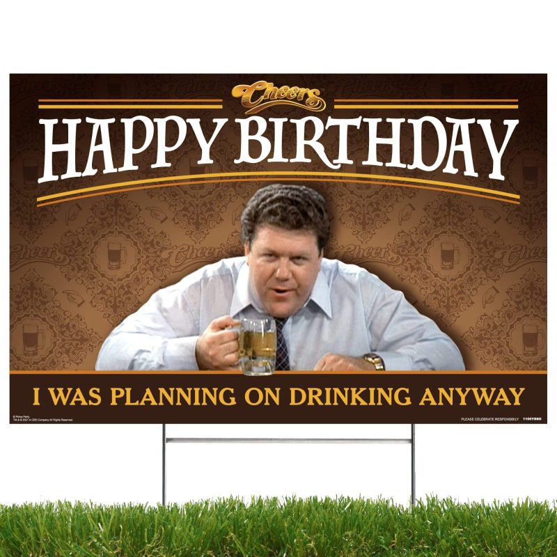 cheers happy birthday yard sign with lawn stakesyard signsprime party 163865