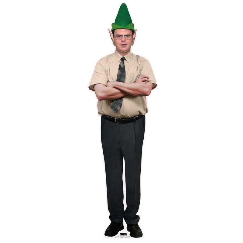 dwight schrute elf hat the office cardboard cutoutcardboard cutoutsprime party 930925