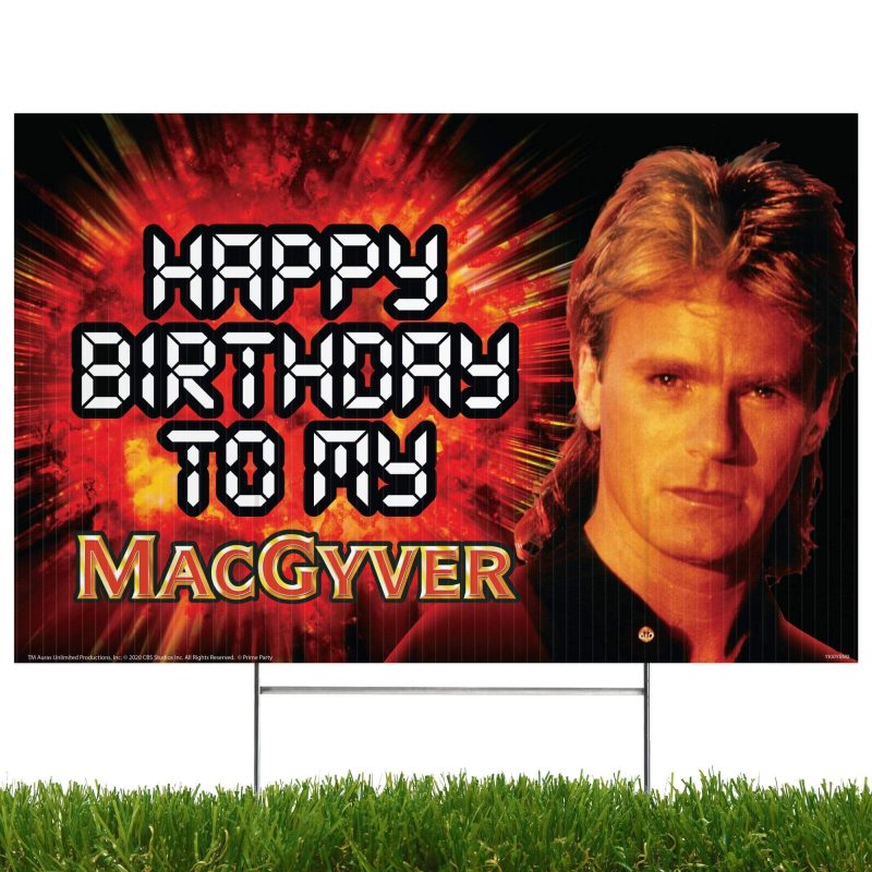 macgyver yard sign with lawn stakes happy birthday to my macgyveryard signsprime party 487387