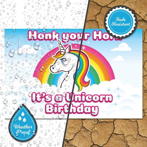 rainbow unicorn yard sign with lawn stakes honk its my birthdayyard signsprime party 109258