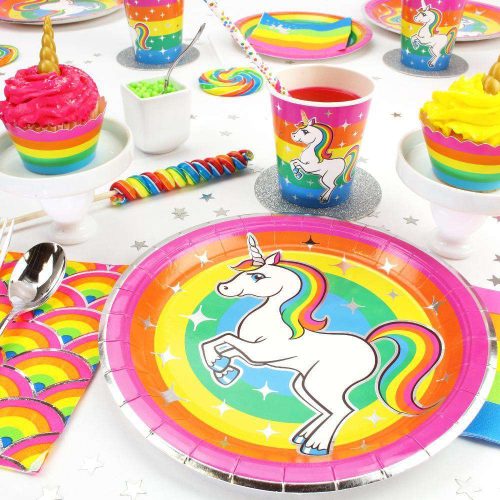 silver lining rainbow unicorn 9 dinner plates 8 packplatesprime party 660997