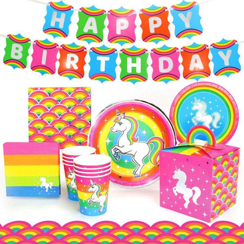 silver lining rainbow unicorn deluxe pack for 8party packsprime party 758970