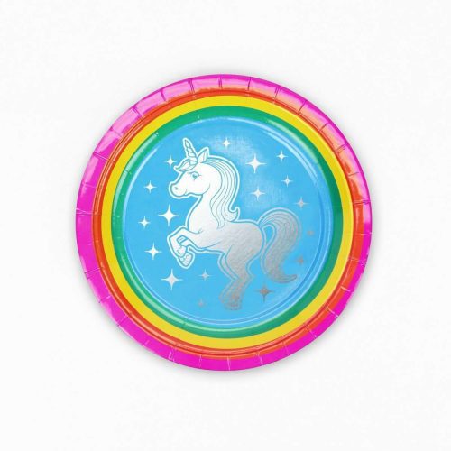 silver lining rainbow unicorn dessert plates 8 packplatesprime party 969288