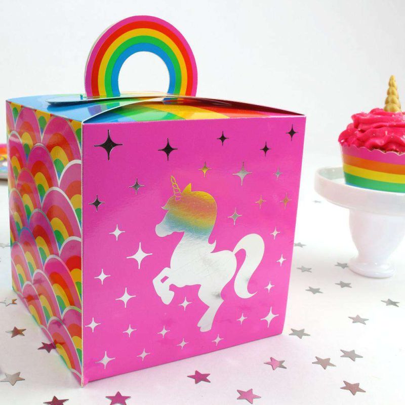 silver lining rainbow unicorn favor boxes 8 packfavor boxesprime party 281976