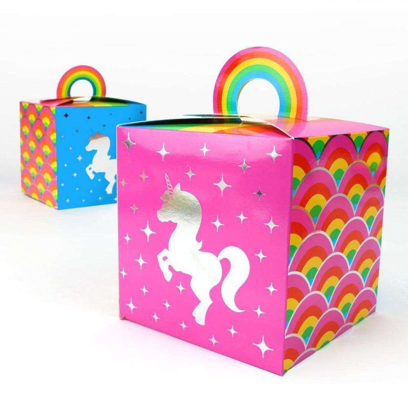 silver lining rainbow unicorn favor boxes 8 packfavor boxesprime party 993065