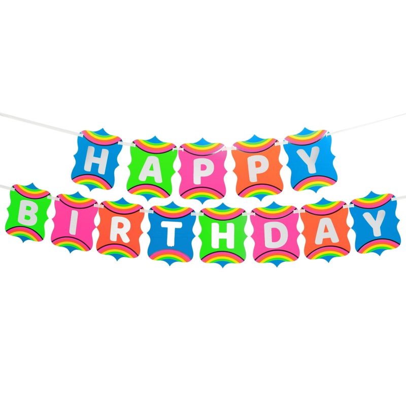 silver lining rainbow unicorn jointed happy birthday bannerbannersprime party 961786