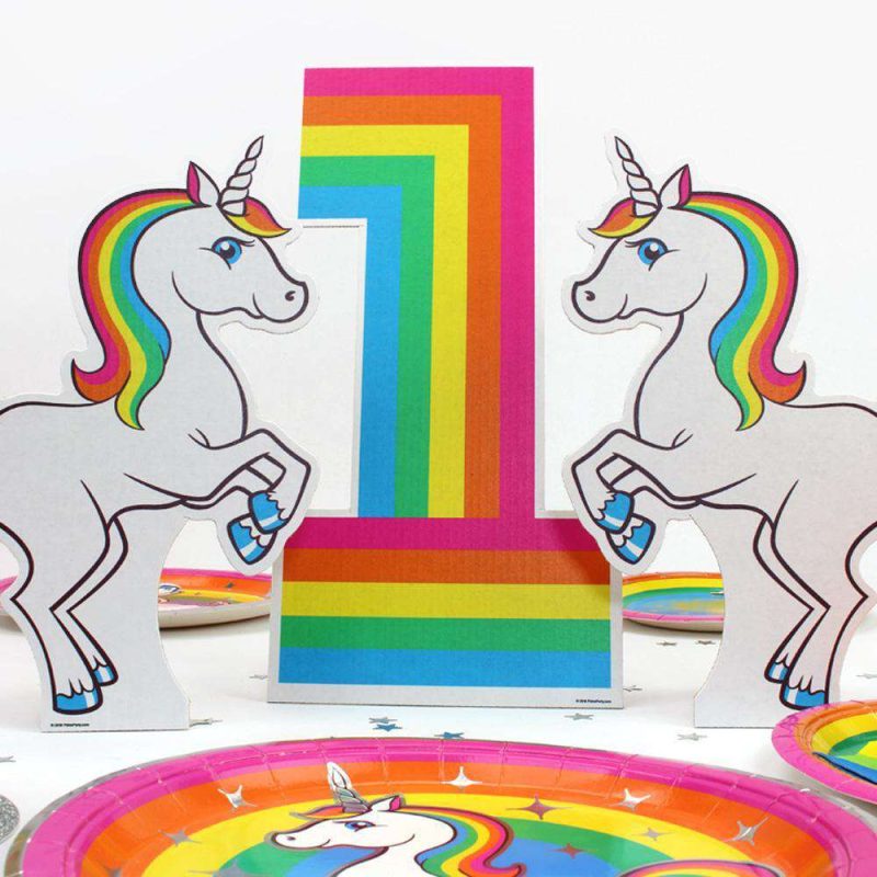 silver lining unicorn tabletop number cardboard cutout 3 piece setmini numbered table top decorprime party 562001