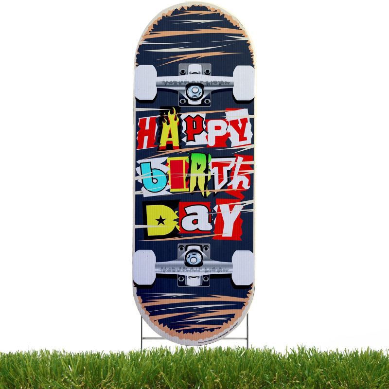 skateboard happy birthday yard signsidewalk yard signsprime party 437239