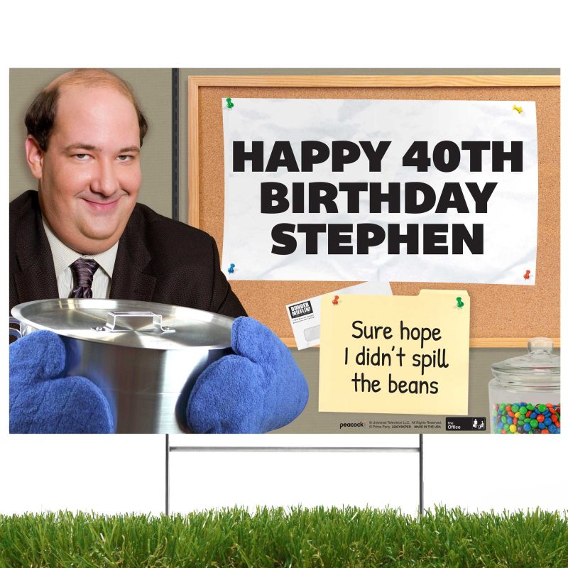 the office personalized yard sign with kevin malone sure hope i didnt spill the beansyard signsprime party 363394