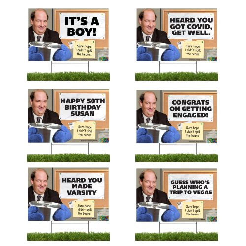 the office personalized yard sign with kevin malone sure hope i didnt spill the beansyard signsprime party 929851